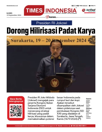 Edisi Kamis, 19 September 2024: E-Koran, Bacaan Positif Masyarakat 5.0