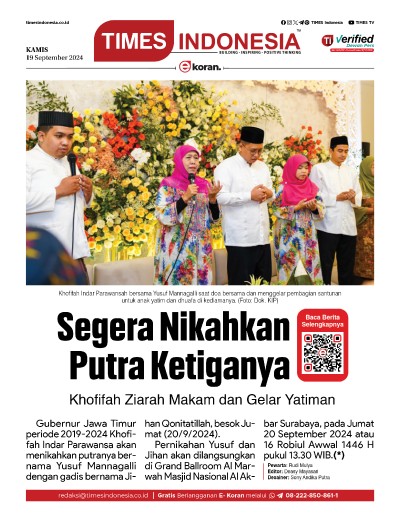 Edisi Kamis, 19 September 2024: E-Koran, Bacaan Positif Masyarakat 5.0