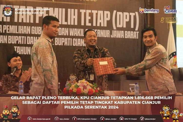 Rapat Pleno Terbuka, KPU Cianjur Tetapkan 1.816.668 Pemilih di Pilkada 2024