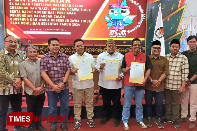 KPU Jatim Resmi Tetapkan Tiga Paslon di Pilgub Jatim 2024