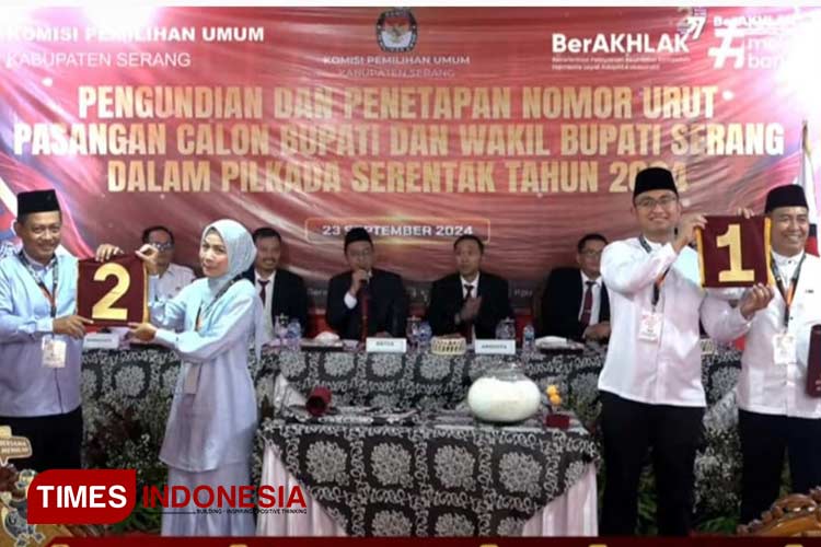 Pengundian Nomor Urut Pilkada Serang, Andika-Nanang No 1, Zakiyah-Najib No 2