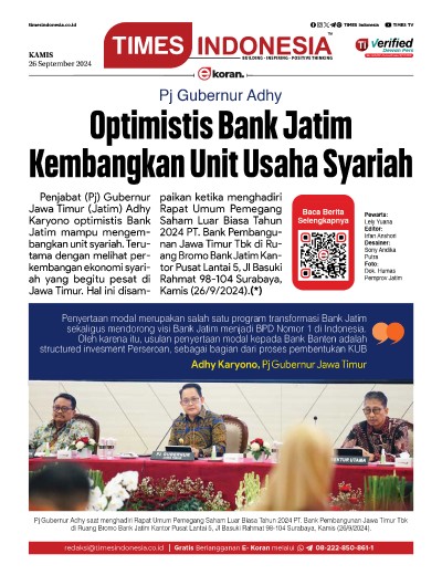 Edisi Kamis, 26 September 2024: E-Koran, Bacaan Positif Masyarakat 5.0