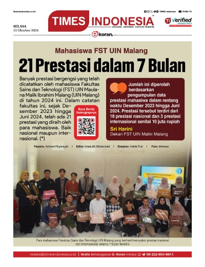 Edisi Selasa, 15 Oktober 2024: E-Koran, Bacaan Positif Masyarakat 5.0