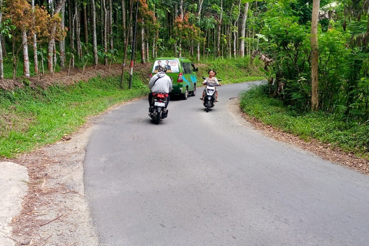 Ruas jalan tembus Banjarnegara - Kebumen turut Desa Pagedongan minim penerangan jalan. (Foto: Muchlas Hamidi/TIMES Indonesia)