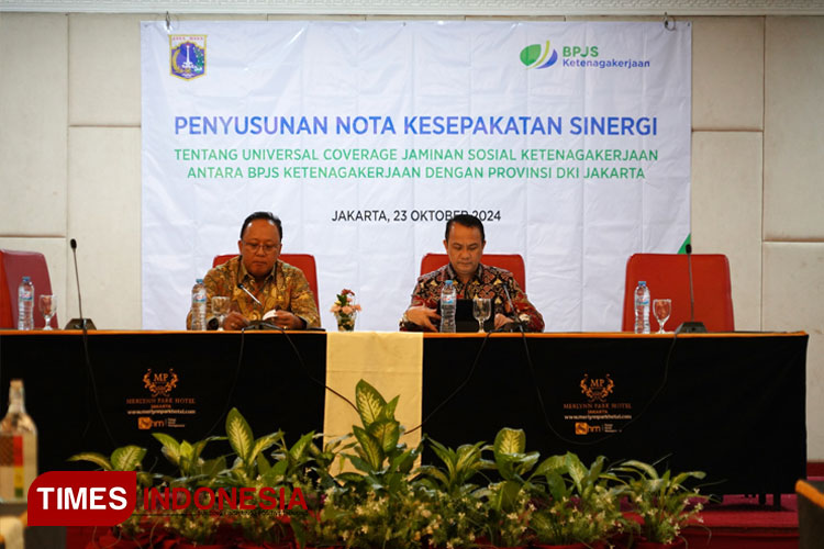 Pembahasan nota kesepakatan sinergi tentang Universal Coverage Jamsostek di Wilayah DKI Jakarta. (FOTO: Dok. BPJS Ketenagakerjaan for TIMES Indonesia)