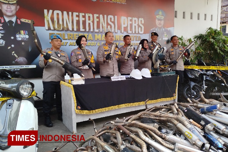 440 Knalpot Brong Hasil Operasi Zebra Polresta Malang Kota Dihancurkan