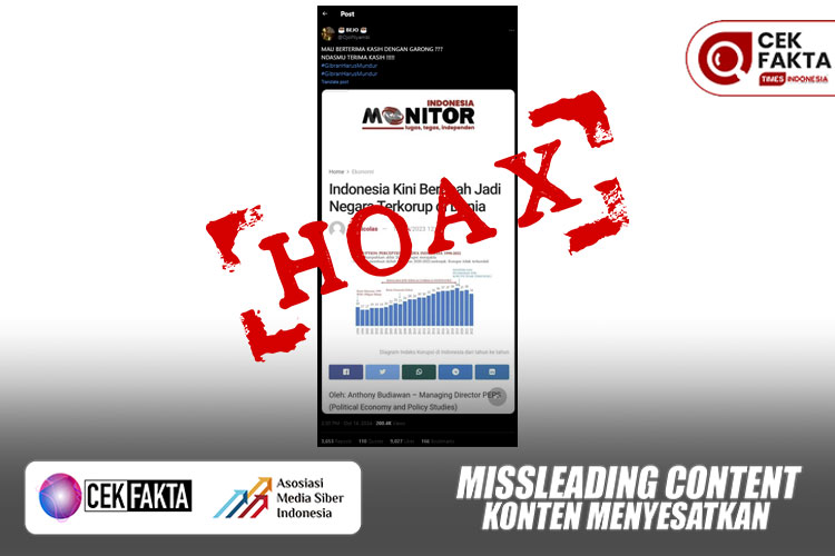 CEK FAKTA: Hoaks Indonesia Negara Paling Korup di Dunia