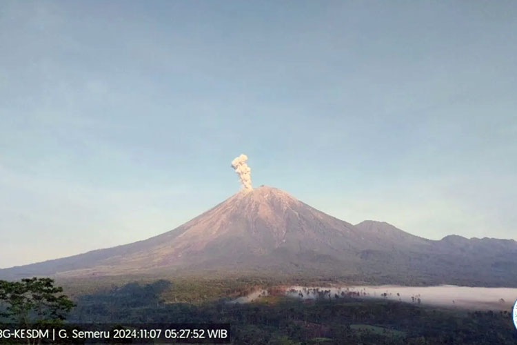 Gunung Semeru Erupsi hingga 10 Kali, Letusan Capai Ketinggian 1 Km di Atas Puncak