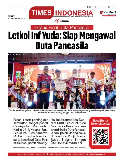 	Edisi Senin, 11 November 2024: E-Koran, Bacaan Positif Masyarakat 5.0
