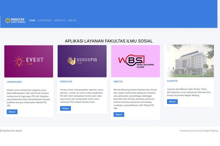Ragam layanan yang disedikan Unit Layanan Terpadu berbasis digital di Fakultas Ilmu Sosial Universitas Negeri Malang. (FOTO: dok FIS UM)