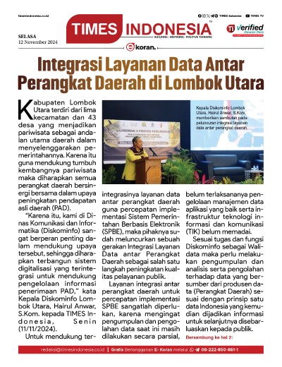 Edisi Selasa, 12 November 2024: E-Koran, Bacaan Positif Masyarakat 5.0