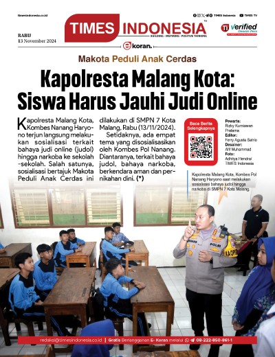 Edisi Rabu 13 November 2024: E-Koran, Bacaan Positif Masyarakat 5.0