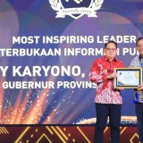 Pj Gubernur Adhy Terima Penghargaan Most Inspiring Leader Keterbukaan Informasi Publik 