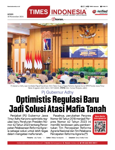 	Edisi Senin, 18 November 2024: E-Koran, Bacaan Positif Masyarakat 5.0