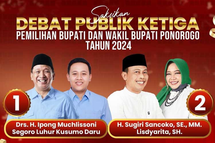 Siap-siap Memilih, Debat Pamungkas Pilkada 2024 Ponorogo Digelar Malam Nanti