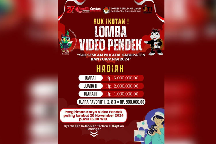 Yuk Ikut Lomba Video Pendek Pilkada Kabupaten Banyuwangi, Hadiahnya Jutaan Rupiah