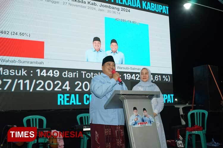 Menang Telak Hasil Quick Count Pilkada Jombang, Ini Pidato Kemenangan Warsubi