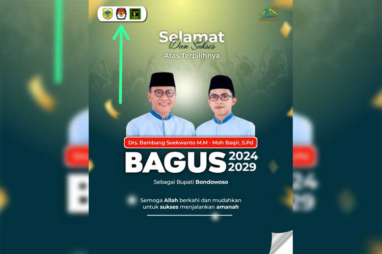 Logo Dicatut di Flayer Ucapan Selamat Salah Satu Paslon, KPU Bondowoso Tegaskan Tidak Terlibat