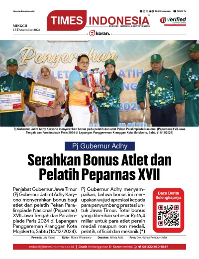 Edisi Minggu, 15 Desember 2024: E-Koran, Bacaan Positif Masyarakat 5.0