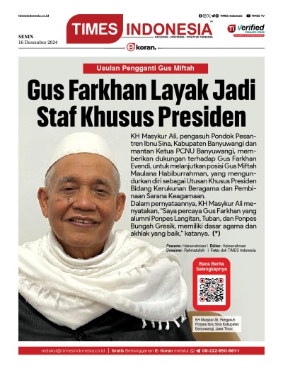 Edisi Senin, 16 Desember 2024: E-Koran, Bacaan Positif Masyarakat 5.0