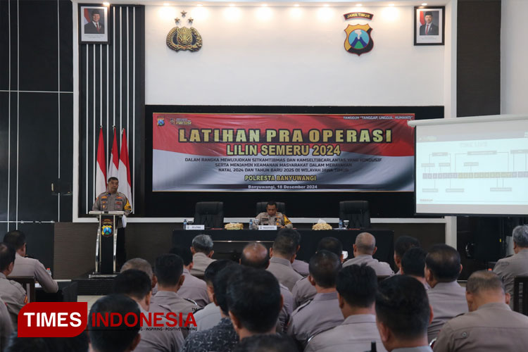 Polresta Banyuwangi Gelar Latihan Pra Operasi Lilin Semeru 2024 Hadapi Libur Nataru