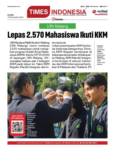 	Edisi Kamis, 19 Desember 2024: E-Koran, Bacaan Positif Masyarakat 5.0