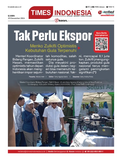 	Edisi Kamis, 19 Desember 2024: E-Koran, Bacaan Positif Masyarakat 5.0