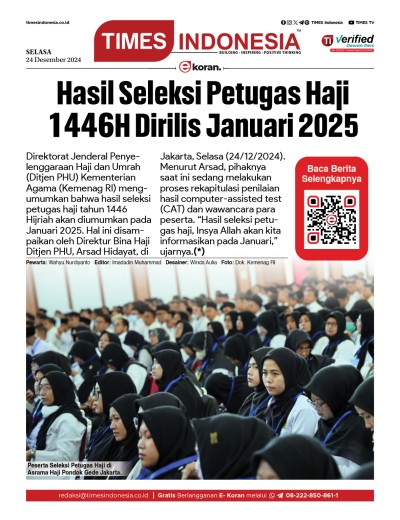 	Edisi Selasa, 24 Desember 2024: E-Koran, Bacaan Positif Masyarakat 5.0