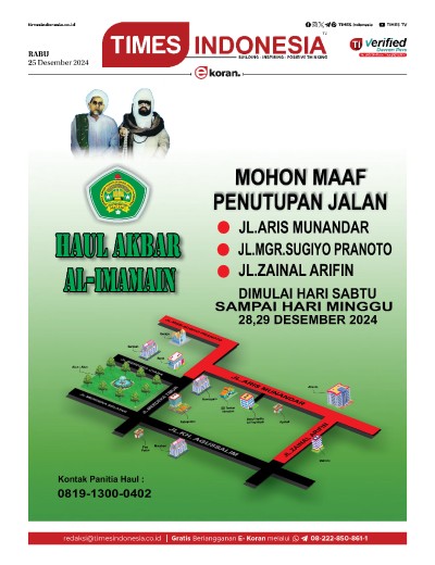 Edisi Rabu, 25 Desember 2024: E-Koran, Bacaan Positif Masyarakat 5.0