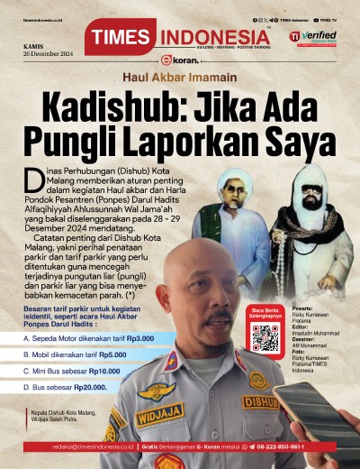 Edisi Kamis, 26 Desember 2024: E-Koran, Bacaan Positif Masyarakat 5.0