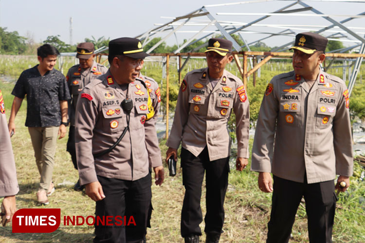 Melalui Kegiatan Tanam Jagung, Kapolres Majalengka Tinjau Lahan Ketahanan Pangan