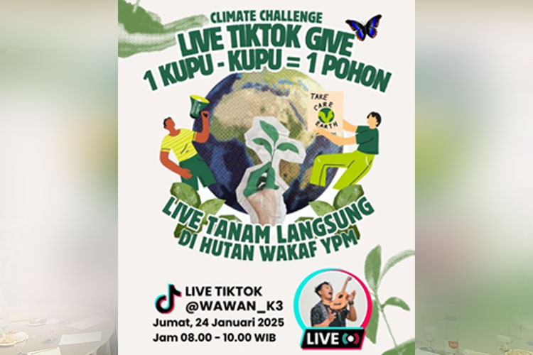 Pamflet online kampanye 1 kupu-kupu untuk 1 pohon di Mojokerto. Kolaborasi Konten Kreator dan Hutan Wakaf YPM. (Foto: Dok. TIMES Indonesia)