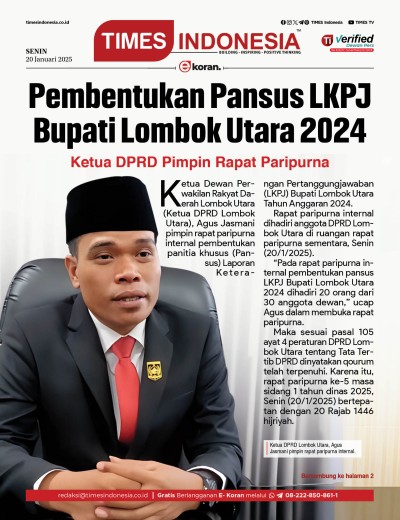 Edisi Senin, 20 Januari 2025: E-Koran, Bacaan Positif Masyarakat 5.0