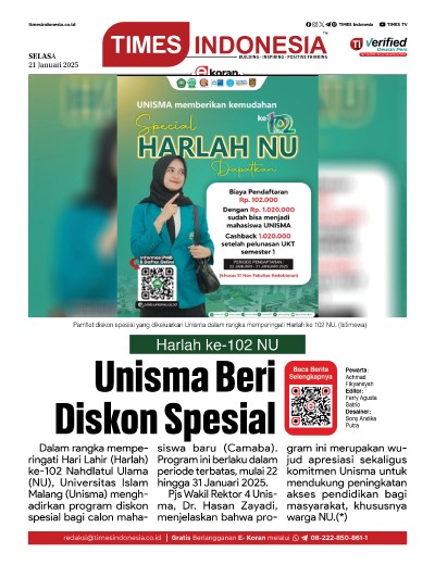 Edisi Selasa, 21Januari 2024: E-Koran, Bacaan Positif Masyarakat 5.0