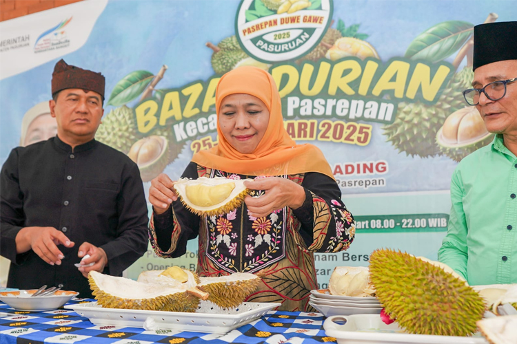 Meriahnya Bazar Durian Khas Pasuruan, Jenis Kasmin Jadi Favorit Khofifah