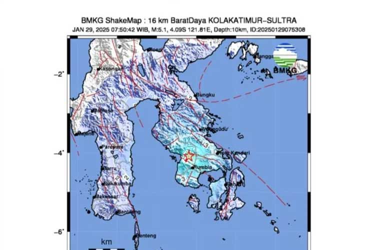 Gempa Magnitudo 5,1 Kembali Guncang Kolaka Timur, BMKG: Dipicu Aktivitas Sesar Aktif