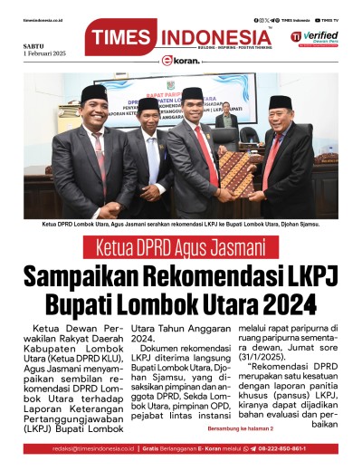 Edisi Sabtu, 1 Februari 2025: E-Koran, Bacaan Positif Masyarakat 5.0