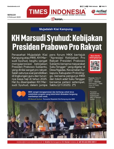 	Edisi Minggu, 2 Februari 2025: E-Koran, Bacaan Positif Masyarakat 5.0