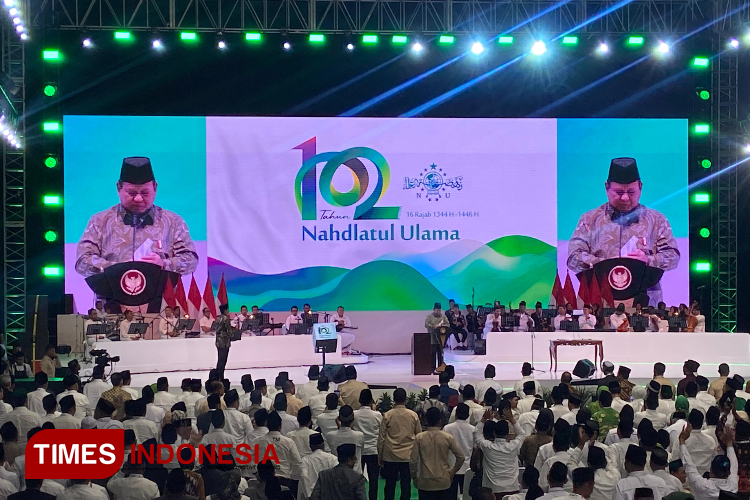 Presiden Prabowo Subianto pada Resepsi Harlah NU ke-102. (FOTO: Farid/TIMES Indonesia)