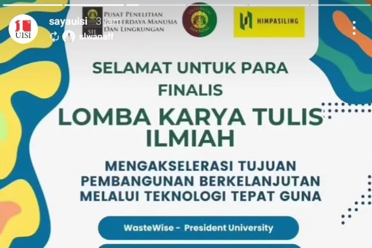 Tim Yaudah Bismillah berhasil menjadi Finalis omba Karya Tulis ILMIAH SIL UI.