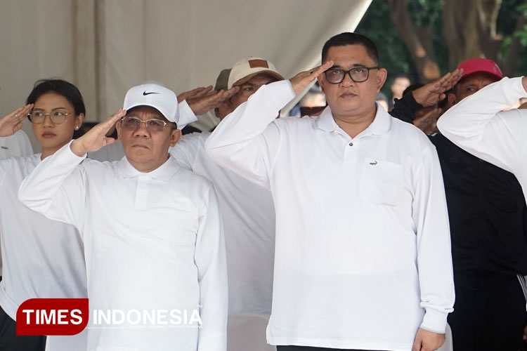 Bupati dan Wakil Bupati Lombok Utara, Najmul Akhyar dan Kusmalahadi Syamsuri mengikuti gladi kotor di Monas, Jakarta. (Foto : Prokopimda KLU untuk TIMES INDONESIA)