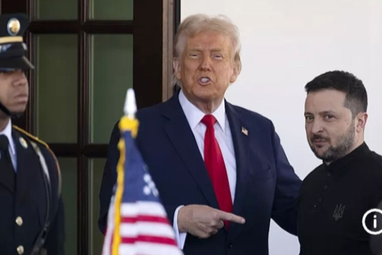 Lihatlah mimik dan tangan Donald Trump saat menyambut kehadiran Presiden Ukraina Volodymyr Zelenskyy di Gedung Putih di Washington, Jumat (28/2/2025) kemarin. (FOTO: Euronews)