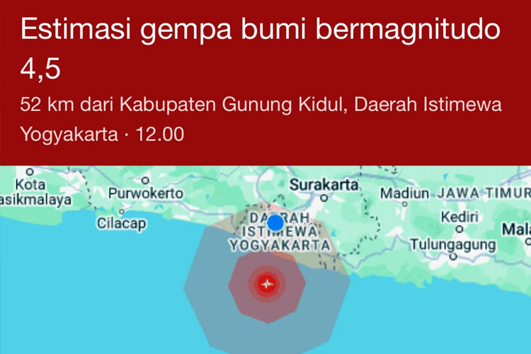 Episentrum gempa Magnitudo 4,6. (Foto: BMKG)