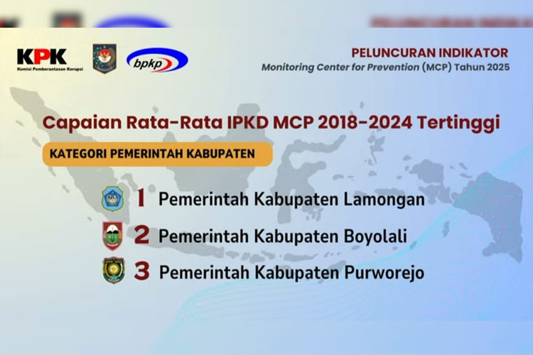 Bupati Lamongan, Yuhronur Efendi, dan pejabat di lingkungan Pemkab Lamongan mengikuti peluncuran indikator MCP tahun 2025 di Auditorium Kantor KPK, secara virtual, Rabu (5/3/2025). (Foto: Humas Kominfo for TIMES Indonesia)