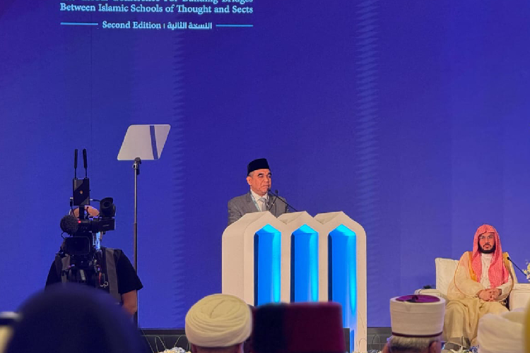 Ketua MPR RI Ahmad Muzani saat berbicara di konferensi internasional Liga Muslim Dunia bertajuk “Menuju Persatuan Islam yang Efektif” di Mekkah, Arab Saudi.