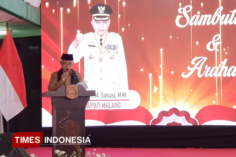 Bupati Malang HM Sanusi dalam acara peresmian RSUD Ngantang, Senin (10/3/2025). (Foto: Achmad Fikyansyah/TIMES Indonesia)