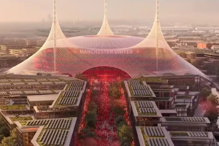 Ilustrasi stadion baru Manchester United yang diumumkan co-owner klub Sir Jim Ratcliffe pada Selasa (11/3/2025). (FOTO: ANTARA/Manutd.com)