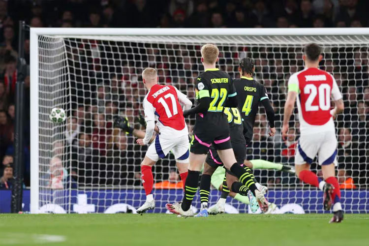 Arsenal melaju ke perempat final Liga Champions meski bermain imbang saat menjamu PSV Eindhoven (FOTO: UEFA)