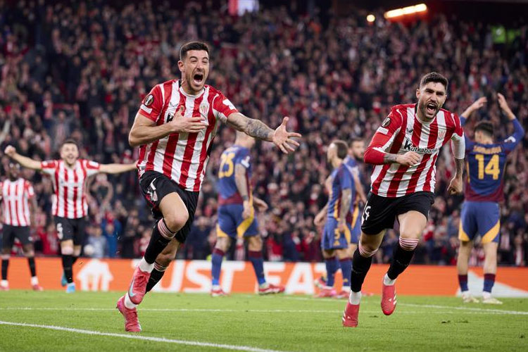 Athletic Bilbao bangkit membalikkan keadaan dan menyingkirkan AS Roma usai menang dengan skor 3-1 di Stadion San Mames, Bilbao (FOTO: UEFA)