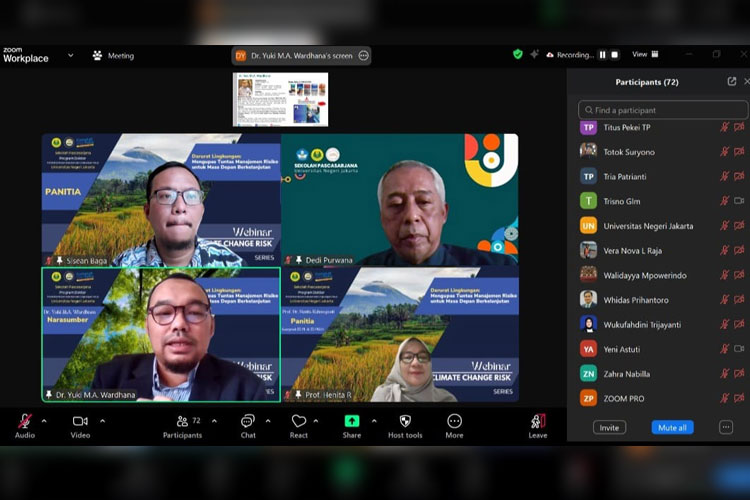 Tantangan Krisis Lingkungan, Prodi S3 PKLH Sekolah Pascasarjana UNJ Gelar Webinar Manajemen Risiko untuk Masa Depan Berkelanjutan